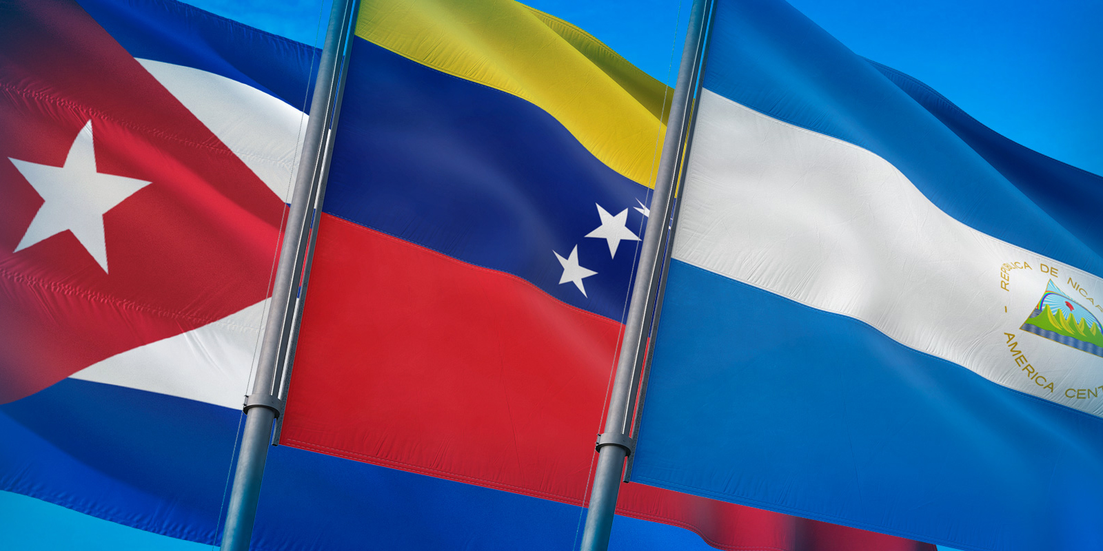 Image of Cuban, Nicauraguan & Venezuelan flag