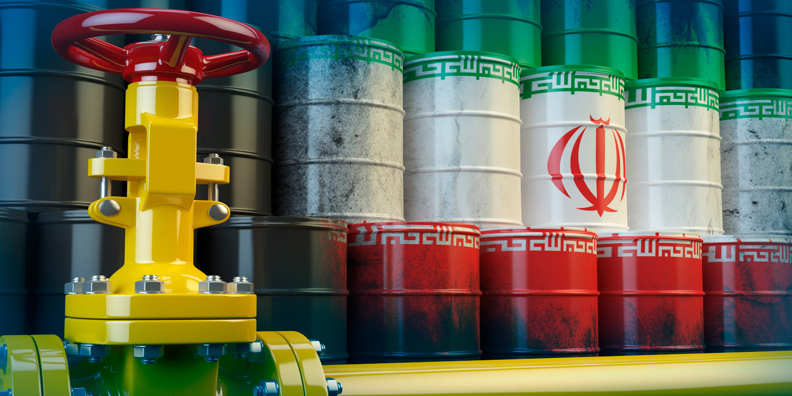 Image of oil barrels with Iranian flag