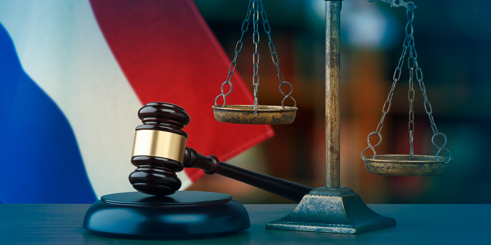 Image of Netherlands flag and gavel