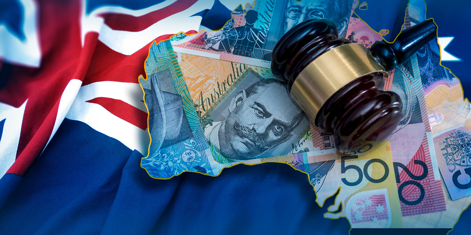 Australian flag and money