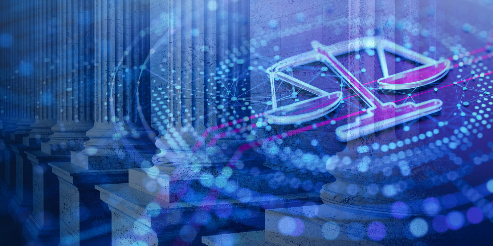 Courtroom scene conveying AI litigation and disputes