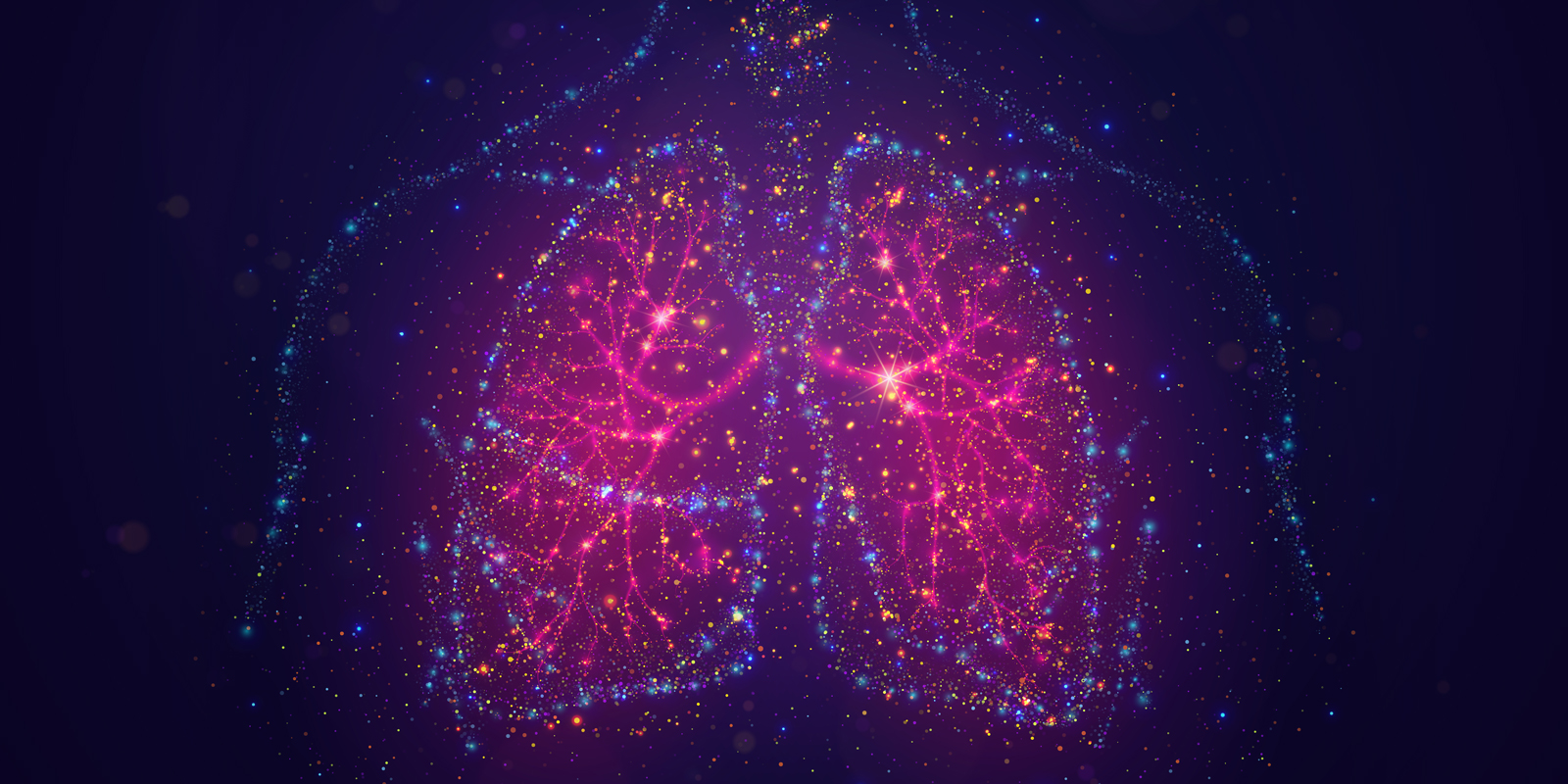 Human lungs with a glowing neural network effect, representing respiratory health, medical technology, and artificial intelligence in healthcare.