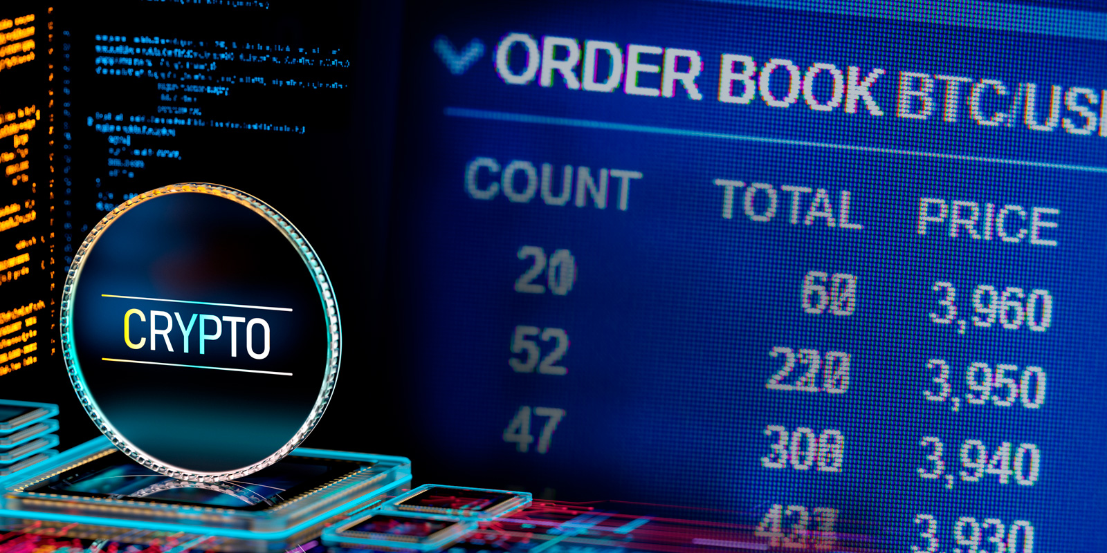Crypto trading order book with BTC/USD prices illustrating SEC statements seeking greater regulatory clarity for digital assets.